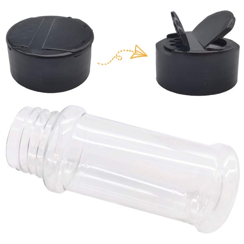 OJYUDD 16 Pack 3.4oz/100ml Plastic Spice Bottles Set,Empty Seasoning Containers with Black Cap,Clear Reusable Containers Jars for Spice,Herbs,Powders,Glitters - Image 4