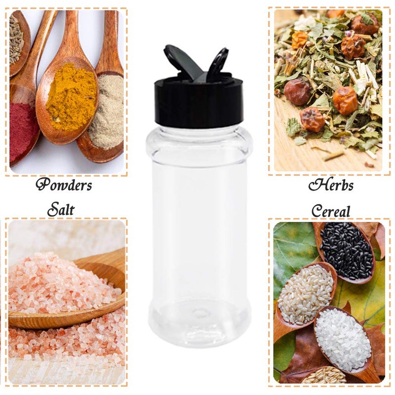 OJYUDD 16 Pack 3.4oz/100ml Plastic Spice Bottles Set,Empty Seasoning Containers with Black Cap,Clear Reusable Containers Jars for Spice,Herbs,Powders,Glitters - Image 5