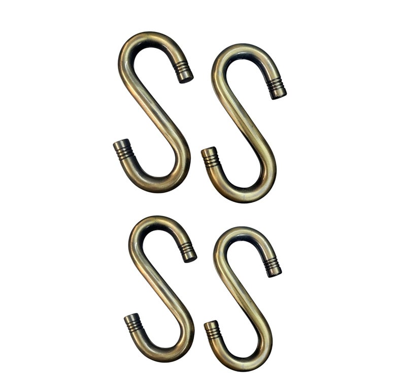 Nooks SShaped Metal Hooks for Swing and Jhula Fitting Hanging 12MM Antique Bronze Finish 4Piece Set for All Kind of Indoor and Outdoor Swings - Image 1