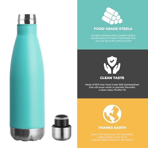 MEWAY 17oz Sport Water Bottle 8 Pack Vacuum Insulated Stainless Steel Leak-Proof Double Wall Cola Shape Water Bottle,Keep Drinks Hot & Cold (Light Blue,8 Pack) - Image 3