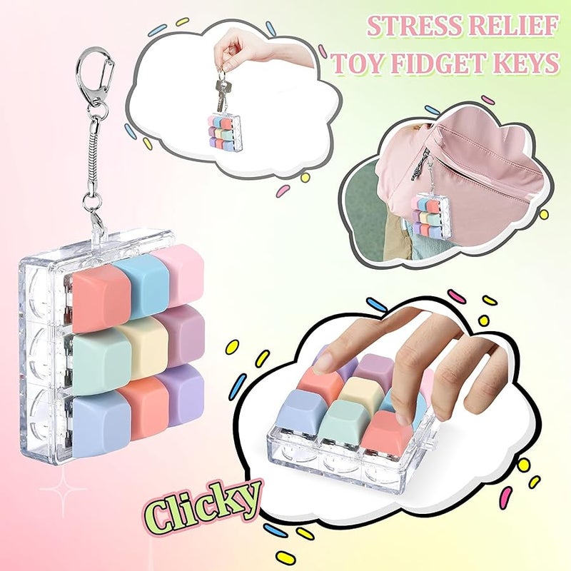 Wanheart Keyboard Fidget Toy, Fidget Clicker Keychain Stress Relief on Toy for Adults, Colorful Macaron Stress Relief Gifts for Stress Relief and Pass Time - Image 4