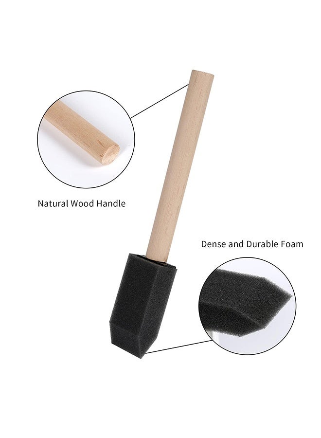 Peachjoy 50 Pack 1 inch Foam Sponge Wood Handle Paint Brush Set, Poly Foam Paint Brushes, Sponge Paint Brushes, Lightweight, Durable and Great for Painting, Cleaning, Stains, Varnishes, Crafts and Art - Image 4