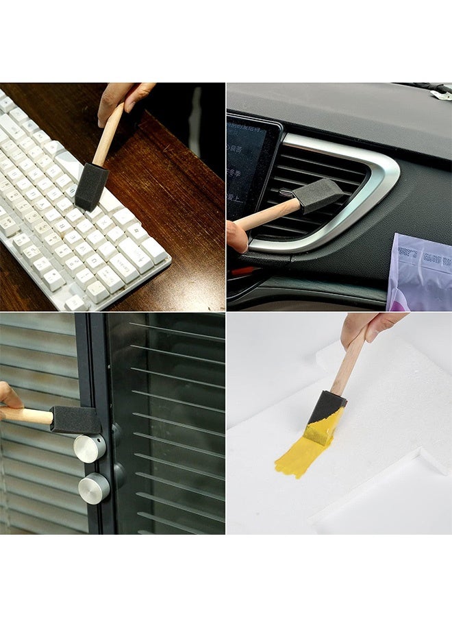 Peachjoy 50 Pack 1 inch Foam Sponge Wood Handle Paint Brush Set, Poly Foam Paint Brushes, Sponge Paint Brushes, Lightweight, Durable and Great for Painting, Cleaning, Stains, Varnishes, Crafts and Art - Image 2