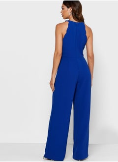 Adrianna Papell Scallop Detail Halter Neck Jumpsuit  - Image 2