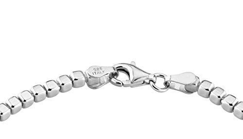 Miabella Italian 925 Sterling Silver, 18Kt Gold Plated Organic Cube Bead Chain Bracelet for Women Men, Made in Italy (SI Length 8.5 Inches) - Image 2