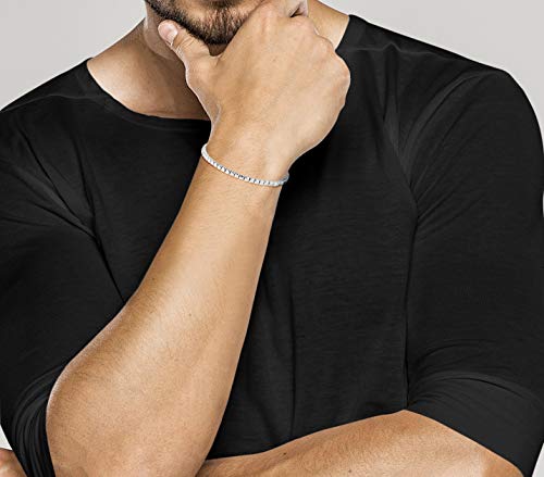 Miabella Italian 925 Sterling Silver, 18Kt Gold Plated Organic Cube Bead Chain Bracelet for Women Men, Made in Italy (SI Length 8.5 Inches) - Image 4