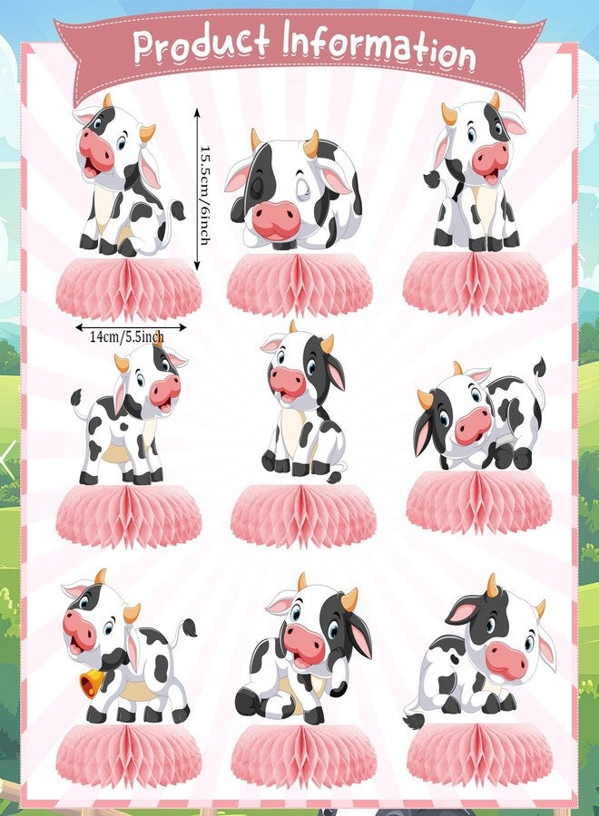 ZCPTZ 9 Pcs Pink Cow Honeycomb Centerpieces Farm Animals Cow Table Topper Honeycomb Pink Cow Theme Party Honeycomb 3D Cow Print Table Decoration for Girl Party Baby Shower Western Cowboy Party Supplies - Image 2