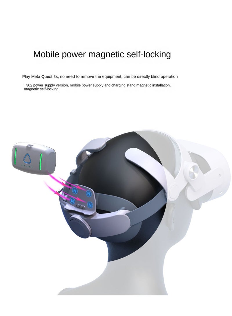 VR Headset Dual Power Bank for Meta Quest 3/3S, 10000mAh Battery, Portable with 3-Color Cool Lights, Scientific Sponge Pressure Relief for Enhanced Comfort, Magnetic Mount  Self-Lock Charging Dock - Image 4