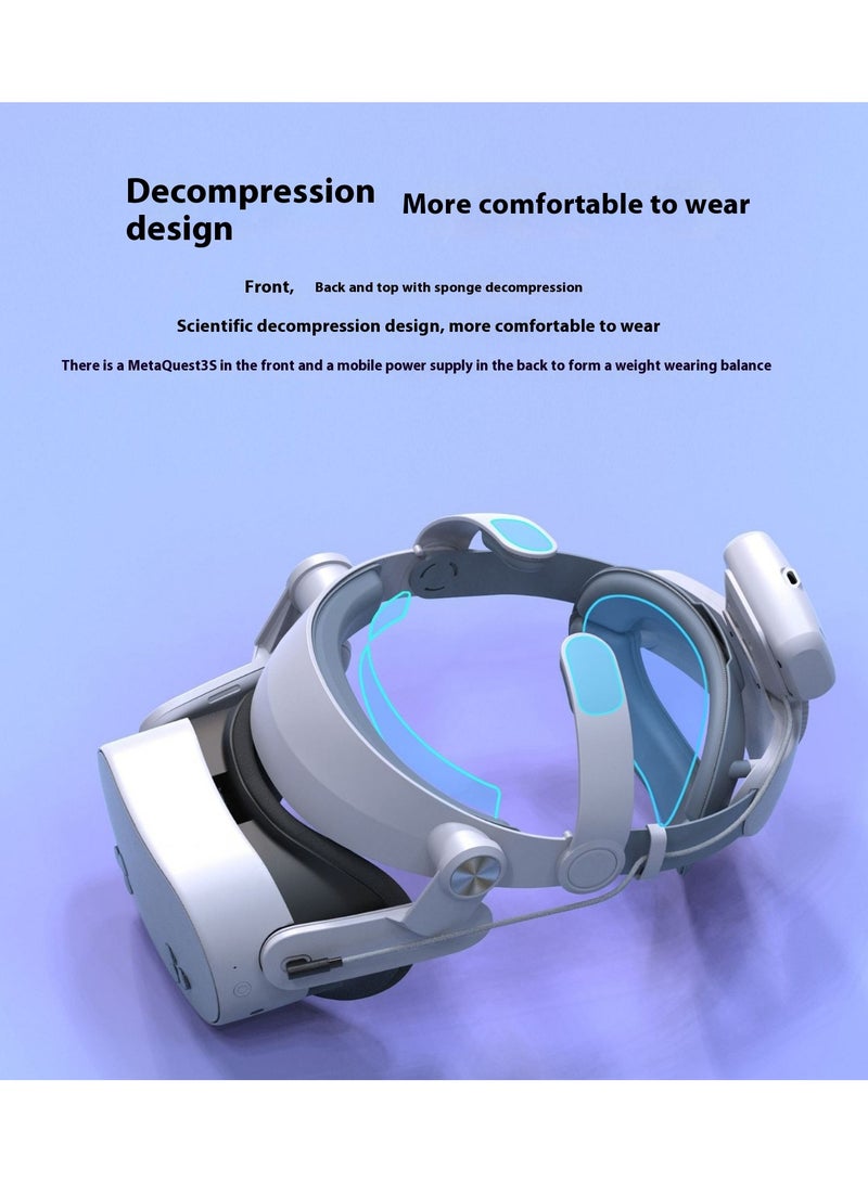 VR Headset Dual Power Bank for Meta Quest 3/3S, 10000mAh Battery, Portable with 3-Color Cool Lights, Scientific Sponge Pressure Relief for Enhanced Comfort, Magnetic Mount  Self-Lock Charging Dock - Image 2