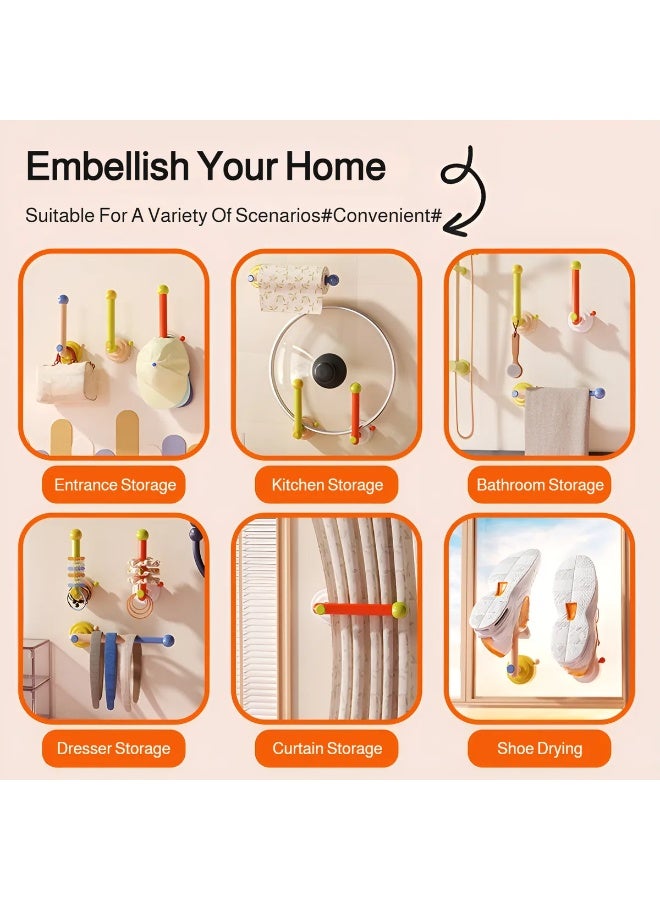 منظم خطافات شفط دوبامين بدون حفر رف تخزين دوار قابل للتمديد بشكل L حامل حائط قابل للإزالة متعدد الاستخدامات للحمام لربطات الشعر والعصابات والمناشف - Image 5
