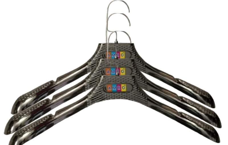 AMRO Beautility Needs Amro Hanger for Wardrobe Plastic Cloth Hanger Coat Hanger Jacket Hanger Shirt Hangfer Dress Hanger ColorDark Grey Set of 3 - Image 1