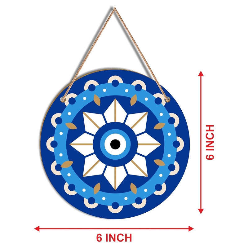 ATTRACTSO Wooden Nazar Battu Evil Eye for Home Entrance Wall Hanging Decoration05 - Image 4