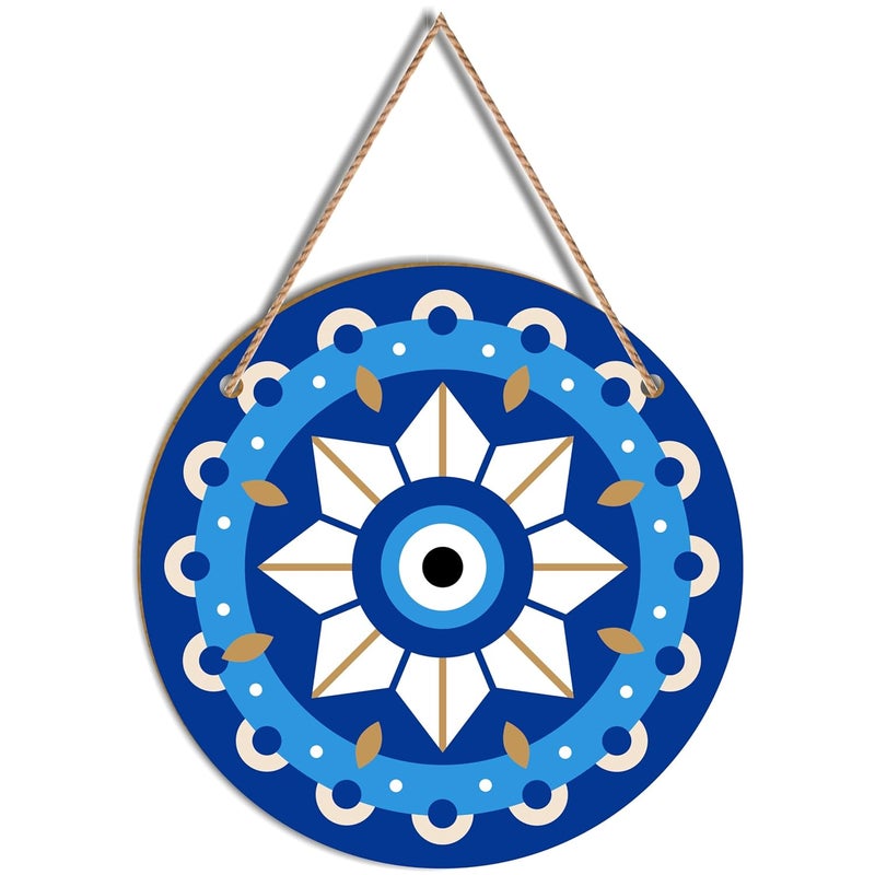 ATTRACTSO Wooden Nazar Battu Evil Eye for Home Entrance Wall Hanging Decoration05 - Image 1
