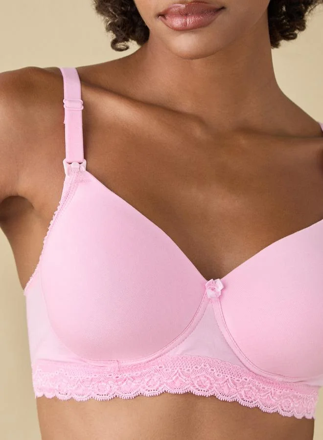Splash FAV Lace Detail Solid Nursing Bra with Hook and Eye Closure