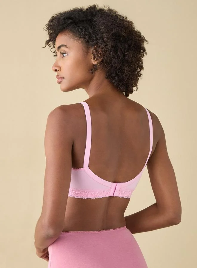 Splash FAV Lace Detail Solid Nursing Bra with Hook and Eye Closure