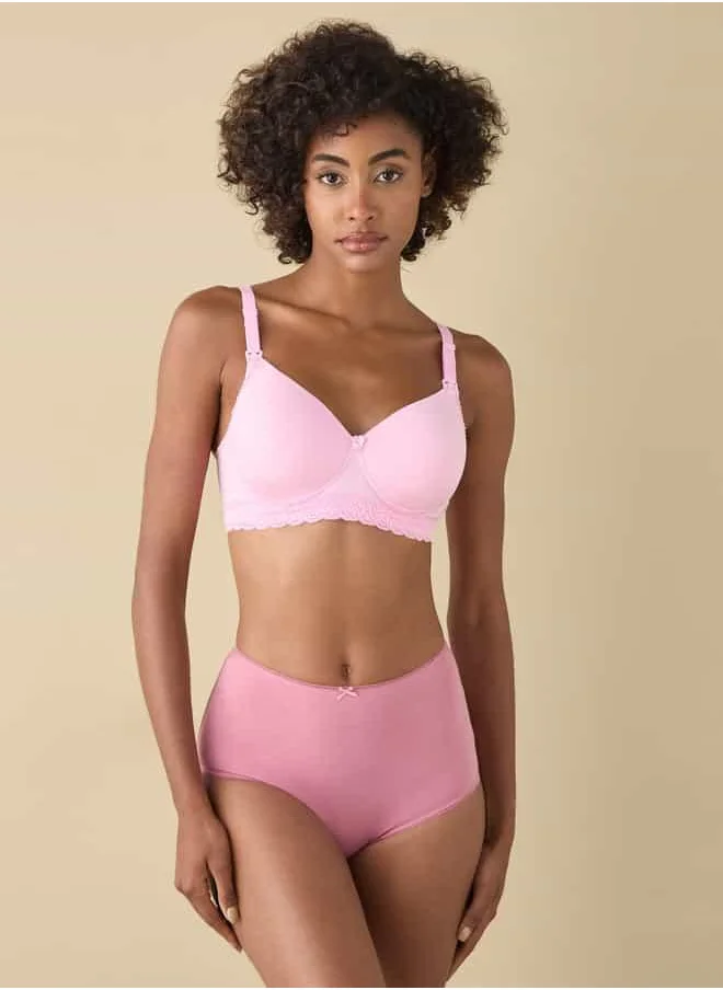 سبلاش فيڤ Lace Detail Solid Nursing Bra with Hook and Eye Closure