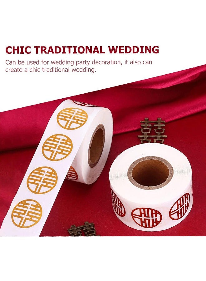 2 Rolls Self-Adhesive Stickers, Double Happiness Stickers Chinese Style Decor, Xi Labels Chinese Lucky Decals For Wedding Invitation, Wedding Candy, Gift Decorate - Image 2