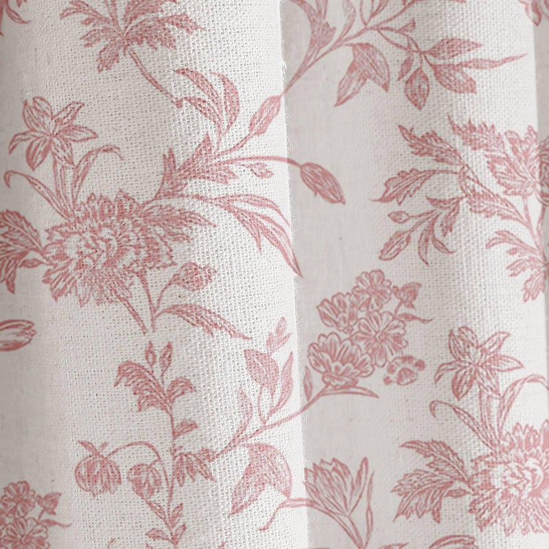 WOUVMA Pink Shower Curtain Floral Cotton Linen Cottagecore Shower Curtain for Bathroom 72" W x 72" L - Image 3