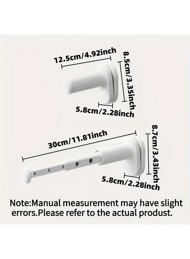 White Adjustable Retractable Window Drying Rack 7 Hook Space Saving ABS Plastic - Image 4