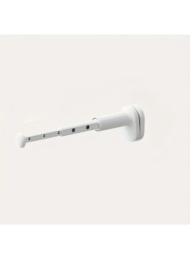 White Adjustable Retractable Window Drying Rack 7 Hook Space Saving ABS Plastic - Image 1