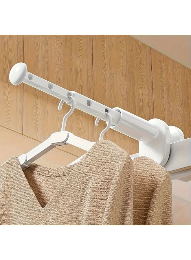 White Adjustable Retractable Window Drying Rack 7 Hook Space Saving ABS Plastic - Image 3