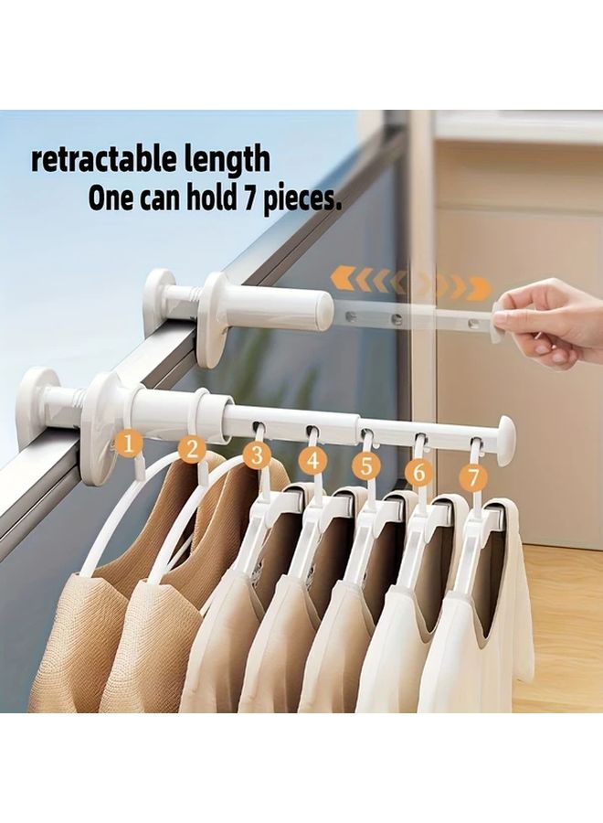 White Adjustable Retractable Window Drying Rack 7 Hook Space Saving ABS Plastic - Image 2
