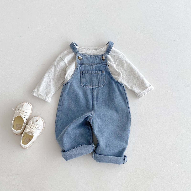 2025 Korean Style Kidsren'S Clothing, Baby Overalls, Autumn Denim Jumpsuits, Fashionable Men'S And Women'S Baby Casual Trendy Kidsren - Image 5