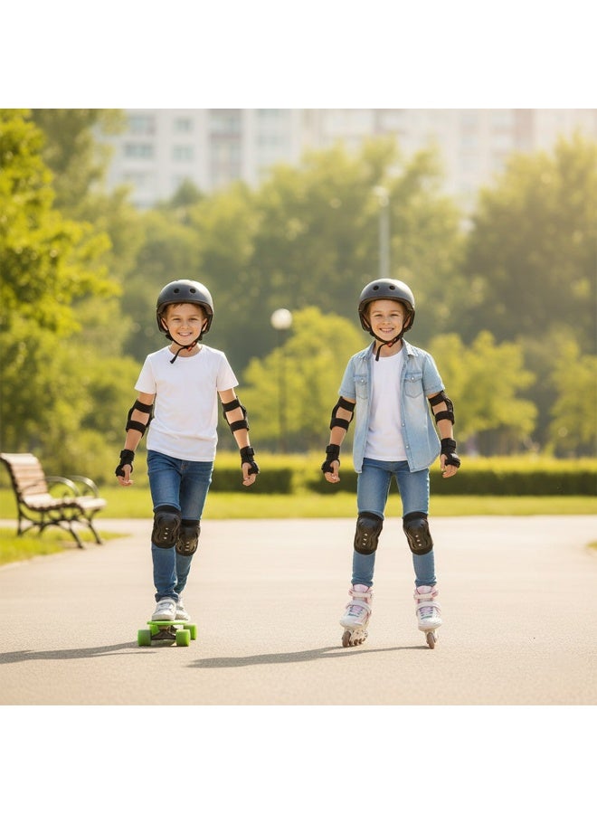 OVERS Kids Protective Gear Set with Helmet, Knee Pads & Elbow Pads – Adjustable Safety Kit for Cycling, Skating & Skateboarding (Black) - Image 3