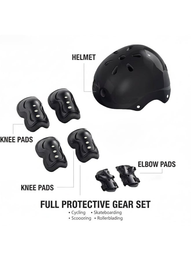 OVERS Kids Protective Gear Set with Helmet, Knee Pads & Elbow Pads – Adjustable Safety Kit for Cycling, Skating & Skateboarding (Black) - Image 4
