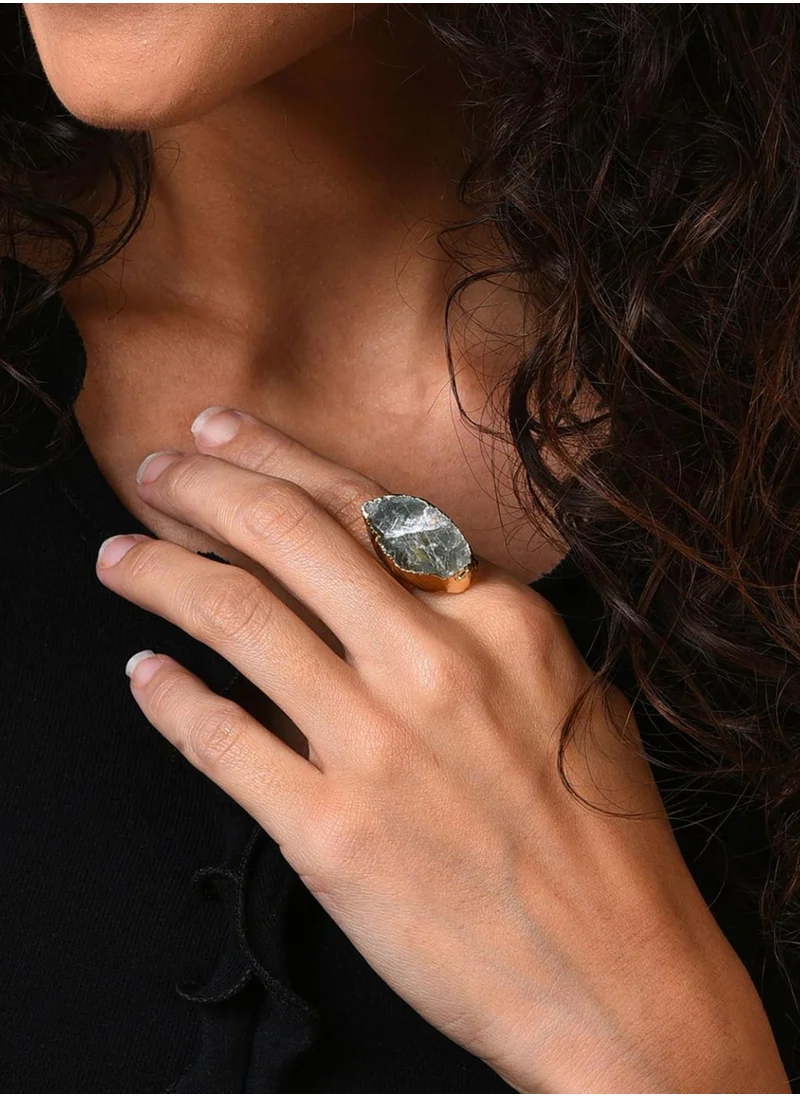 SOHI Blue Stone Studded Adjustable Finger Ring