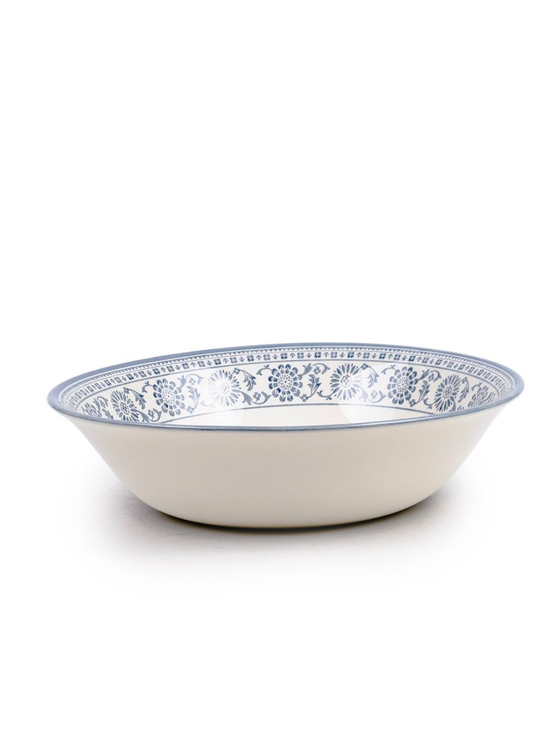 Claytan Plethora 9 inch Floral Pattern Ceramic Salad Bowl (Grey, Set of 6) - Image 2