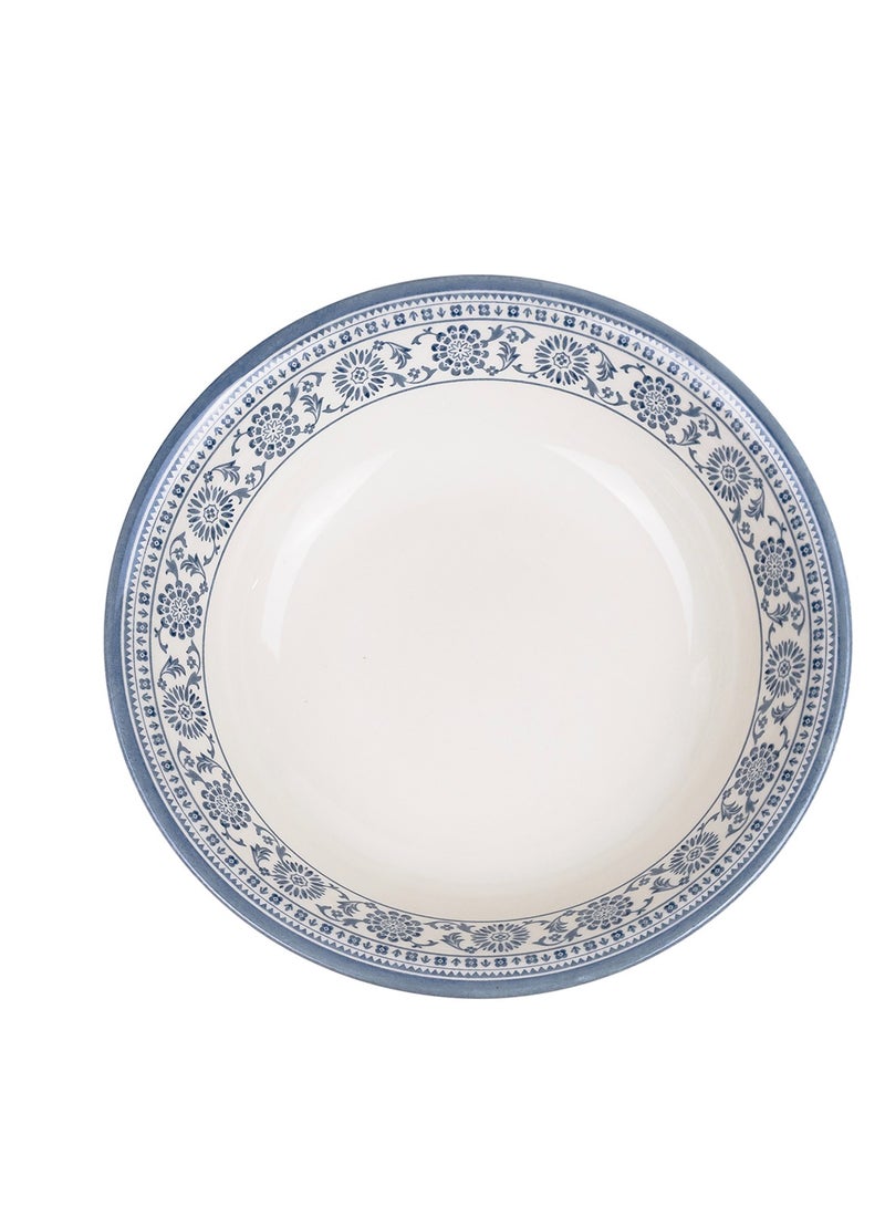 Claytan Plethora 9 inch Floral Pattern Ceramic Salad Bowl (Grey, Set of 6) - Image 3