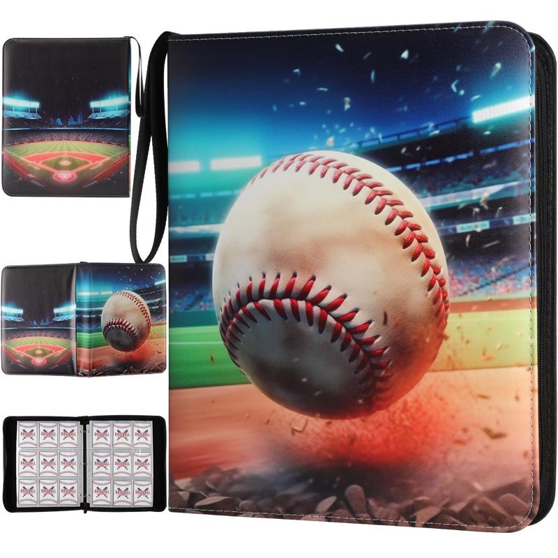 YDEPLVEO Baseball Card Binder with Sleeves 900 Pocket Baseball Card Holder for Trading Cards 9 Pocket with 50 Removable Sleeves Zipper Book Folder Collector Album 3 Ring Binder Organizer Storage Kids Gift - Image 2