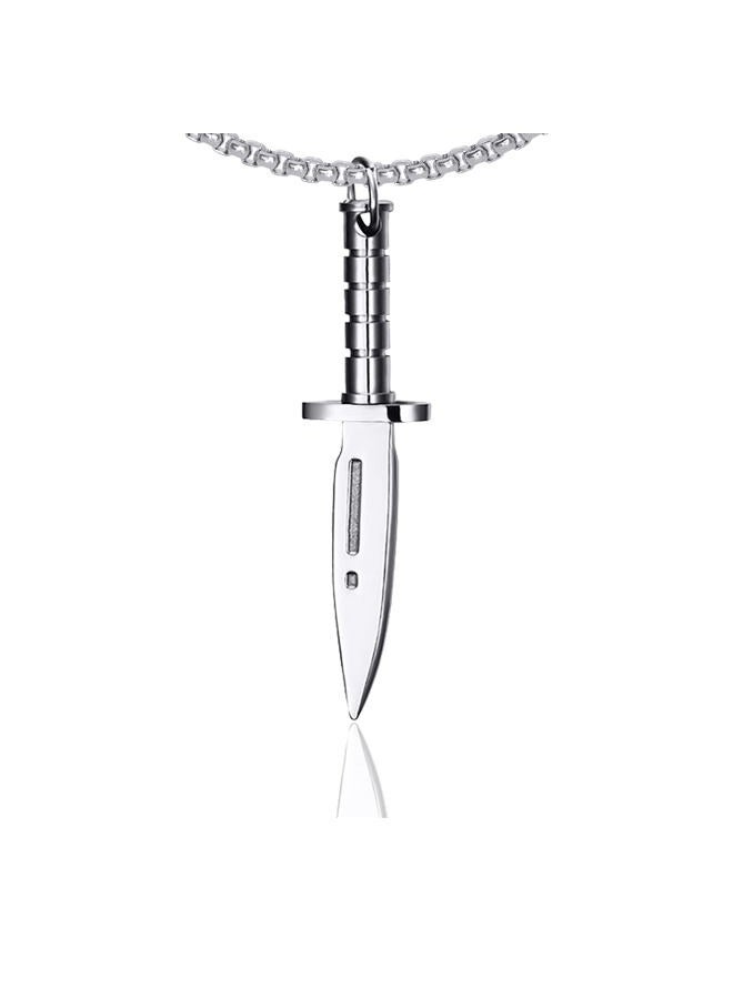 Fusamk Fashion Titanium Steel Dagger Tag Pendant Knife Necklace - Image 1