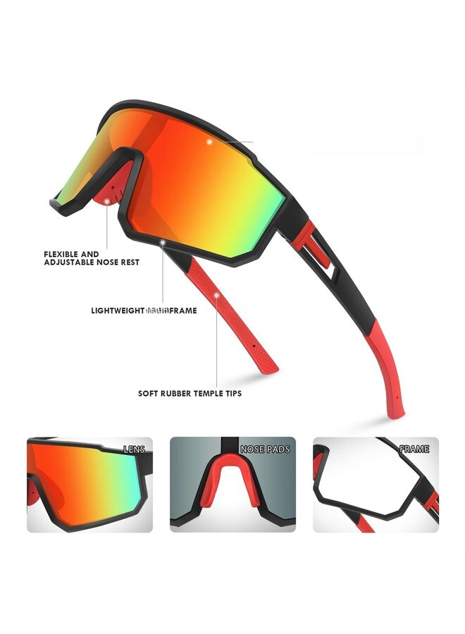 Kids Sports Sunglasses 8-14 years old Boys Girls Baseball Sunglasses Frames Kids Sports Sunglasses,Sports Glasses Sunglasses,Outdoor Sunglasses for Softball Bike Baseball Golf(RED) - Image 5