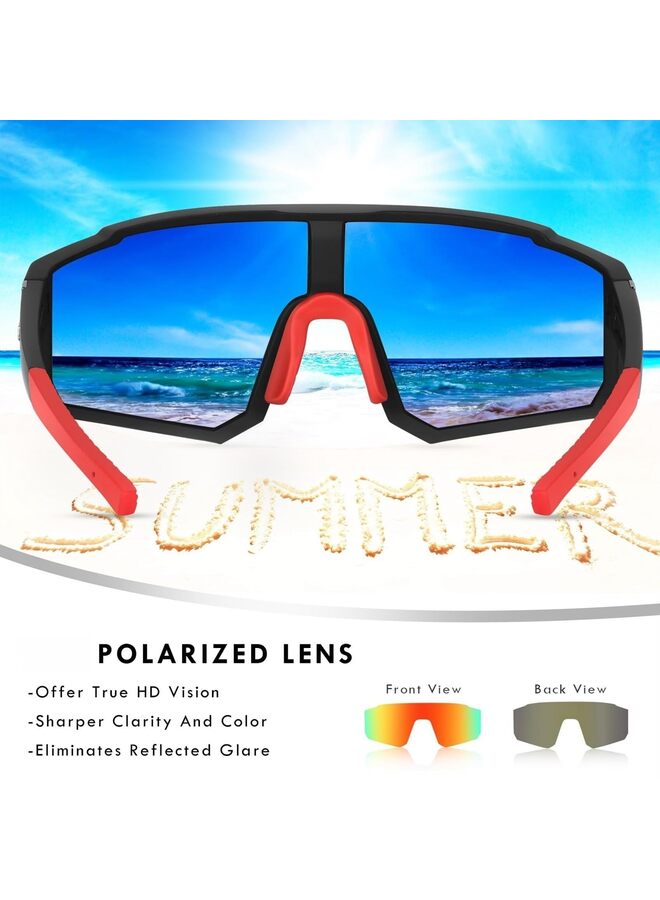 Kids Sports Sunglasses 8-14 years old Boys Girls Baseball Sunglasses Frames Kids Sports Sunglasses,Sports Glasses Sunglasses,Outdoor Sunglasses for Softball Bike Baseball Golf(RED) - Image 3