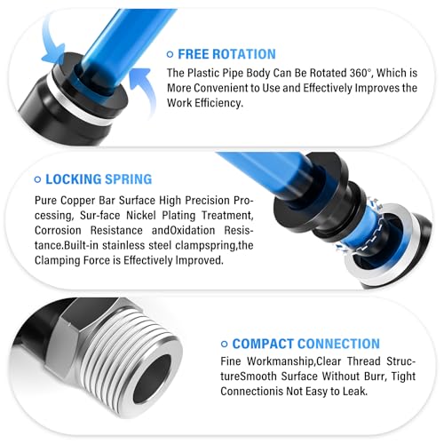 TAILONZ PNEUMATIC Male Branch Tee 3/8 Inch Tube OD x 1/4 Inch NPT Thread Push to Connect Fittings PT-3/8-N2 (Pack of 10) - Image 4
