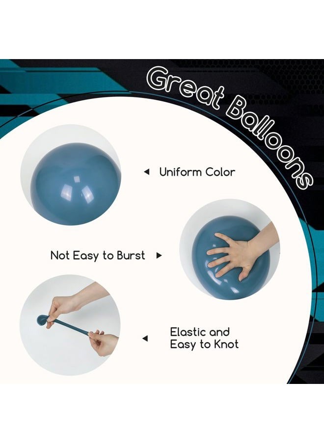 Leraqertra 60pcs Race Car Balloons 12inch with Dusty Slate Blue Black Teal Metallic Silver Latex Balloons for Race Car Two Fast Baby Shower Birthday Party Decorations - Image 4