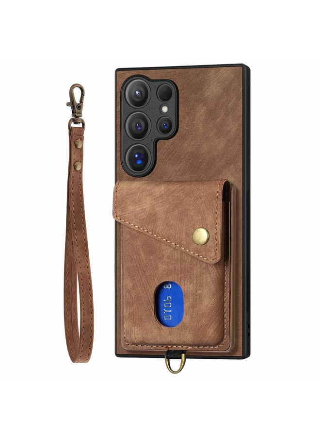 S-TOP Case For Samsung Galaxy S25 Ultra 5G Retro Card Wallet Fold Leather Phone Case with Strap - Image 2