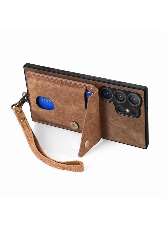 S-TOP Case For Samsung Galaxy S25 Ultra 5G Retro Card Wallet Fold Leather Phone Case with Strap - Image 4