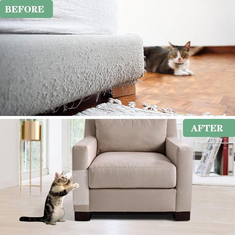 Anti Cat Scratch Furniture Protector, Anti Scratch Furniture Film, Self-Adhesive Couch Protector, Single Sticky Cat Transparent Tape Couch Corner Guards for Sofa, 16.4Ft x 11.8in - Image 3