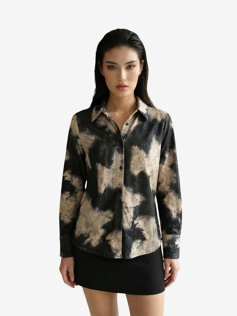 ماي فاشن MY FASHION Women’s Abstract Velvet Woven Shirt