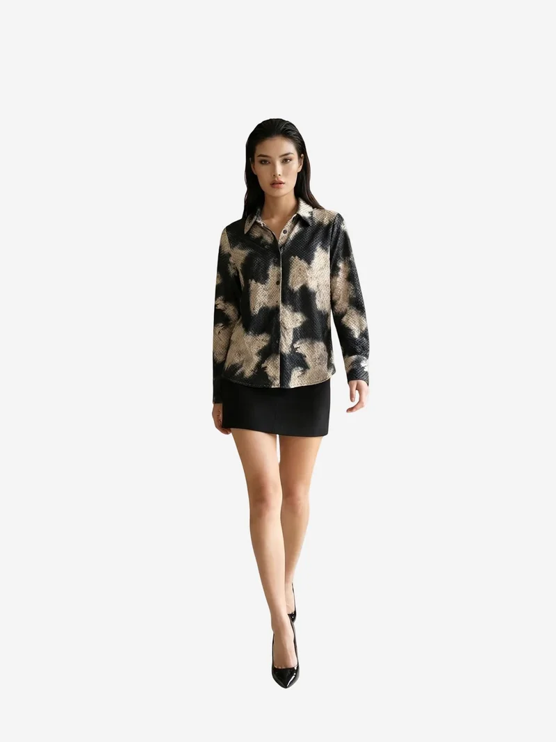 ماي فاشن MY FASHION Women’s Abstract Velvet Woven Shirt