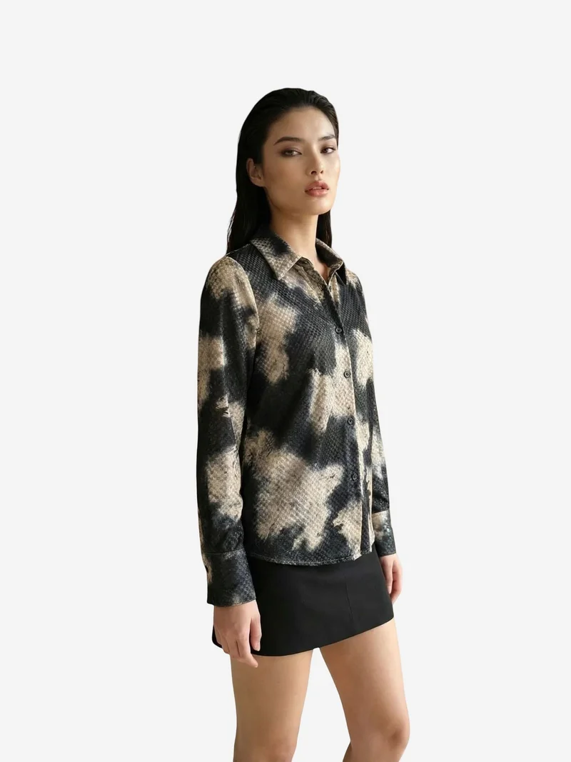 My Fashion Multicolor MY FASHION Women’s Abstract Velvet Woven Shirt for Women | Best Price UAE