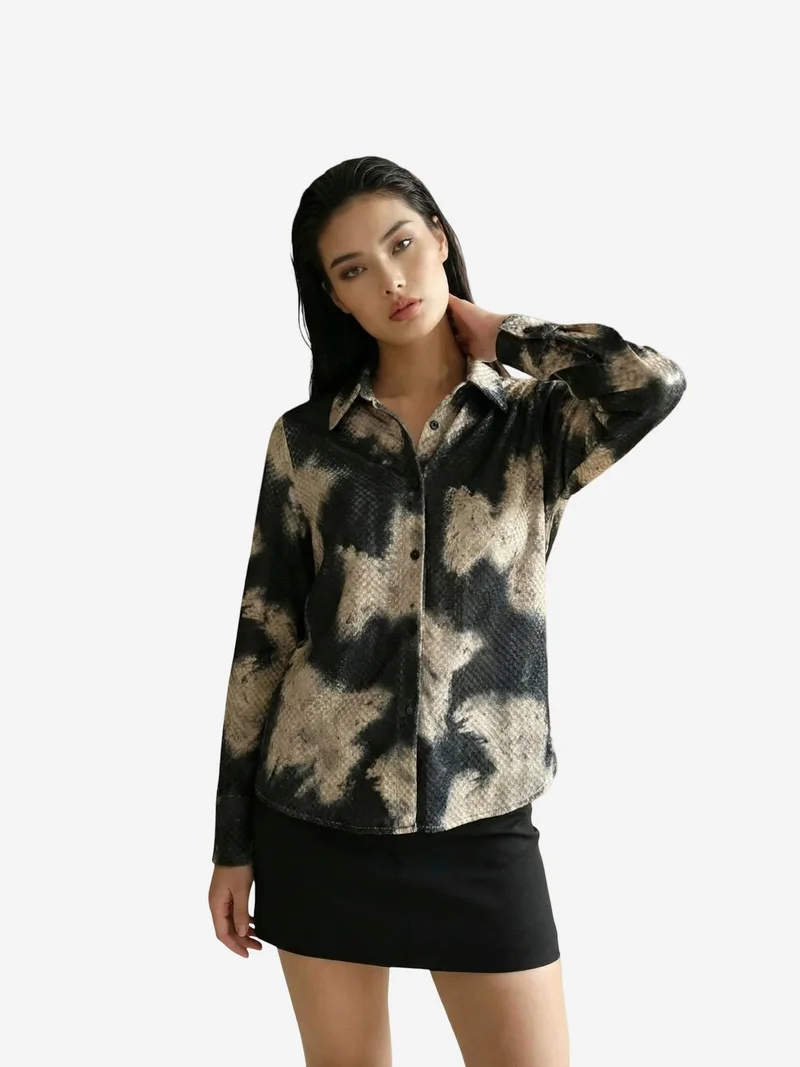 My Fashion Multicolor MY FASHION Women’s Abstract Velvet Woven Shirt for Women | Best Price UAE