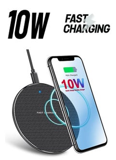 Slim Wireless Charger, Universal 10W Wireless Fast Charging Pad (All Mobile Devices) Compatible with iPhone/Android/Apple/Samsung Models/Galaxy S21/S20 Ultra/S10/S9/Note 10, Pixel 5/4 XL  (Black)