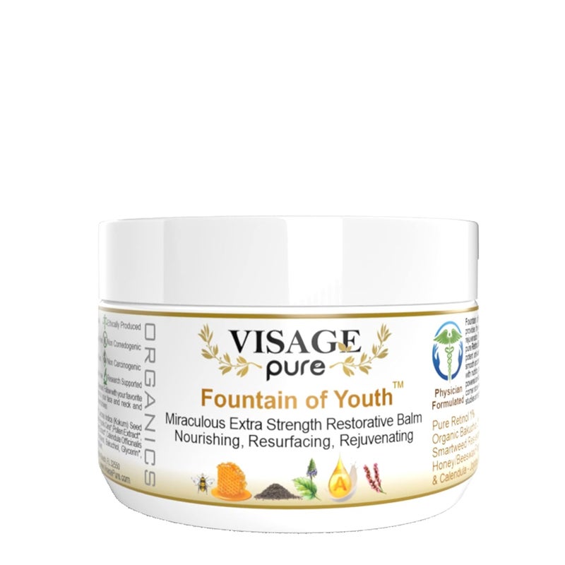 Fountain of Youth  Extra Strength Restorative Melting Balm Powerful Combination of Retinol Bakuchiol Oil and Resveratrol Immense Nutrition Intensive Wrinkle Repair Exceptional Glow