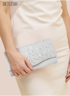 Women Shiny Glitter Evening Clutch Crossbody Bag Envelope Handbag Chain Purse for Wedding Formal Cocktail Party