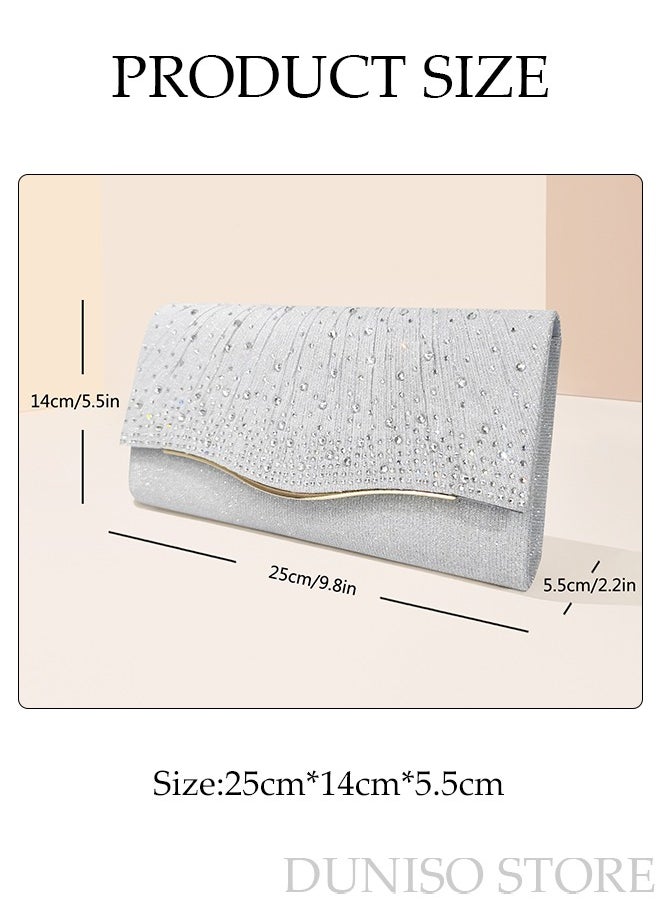 DUNISO - Women Shiny Glitter Evening Clutch Crossbody Bag Envelope Handbag Chain Purse for Wedding Formal Cocktail Party - Image 1