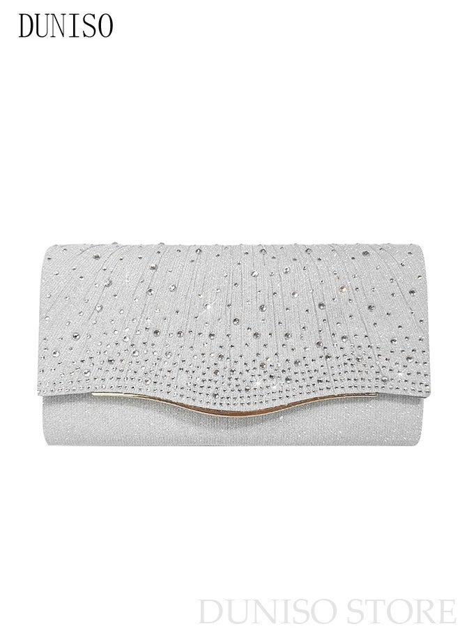 DUNISO - Women Shiny Glitter Evening Clutch Crossbody Bag Envelope Handbag Chain Purse for Wedding Formal Cocktail Party - Image 1